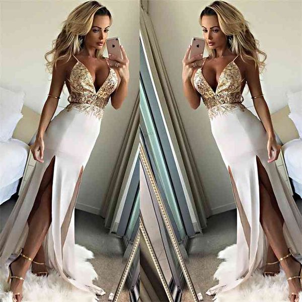 

summer cocktail party maxi long dress spaghetti strap deep v neck backless sequin patchwork elegant floor length 210517, Black;gray