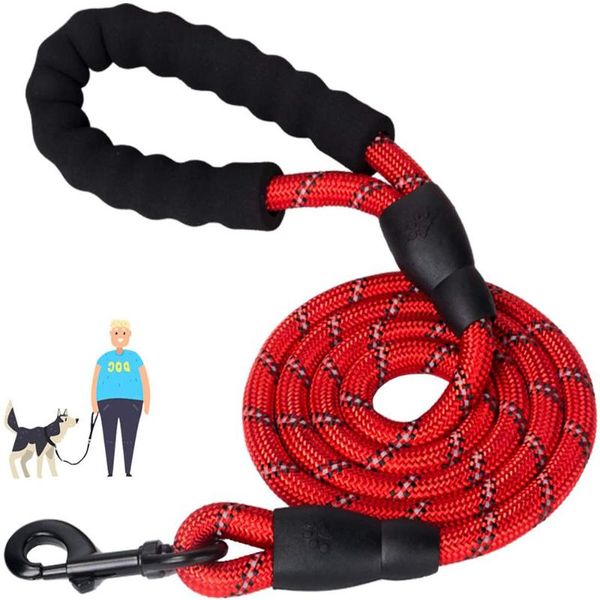 

1.5m strong duty nylon dog training leash with padded handle retractable 360Â° metal clips for small medium large dogs collars & leashes