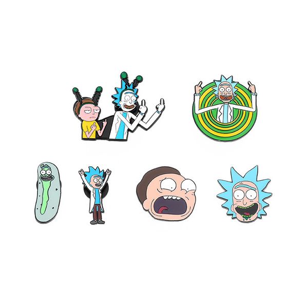 

mad scientist enamel pins pickle anime cosmic adventure badges cartoon brooches lapel pin jewelry gift for women men wholesale, Blue