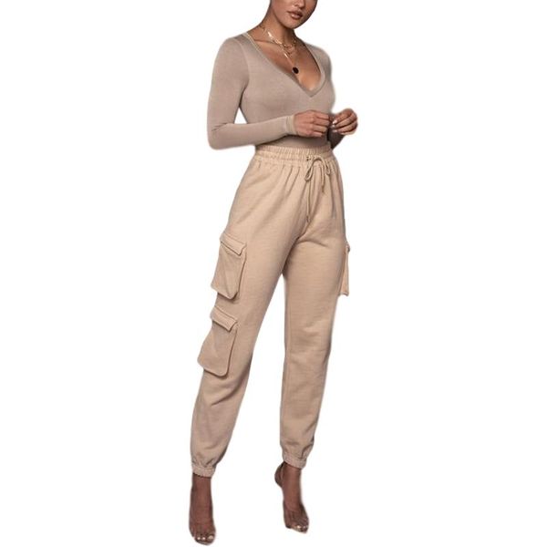 

women's pants & capris women summer fall fashion basic wild solid color sweatpants high elastic waist drawstring loose fit jogger with, Black;white