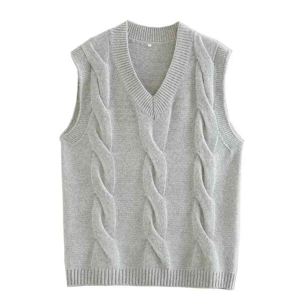 

women v neck sleeveless crochet knitting sweater female grey pullover casual lady loose sw1133 210430, Black;white