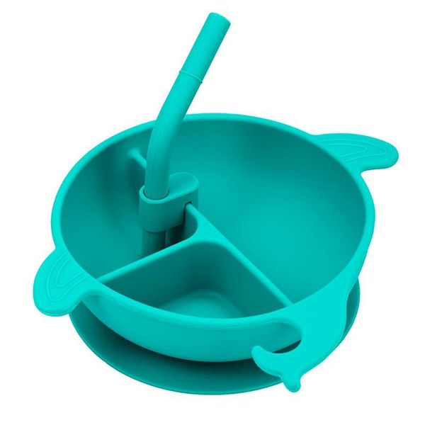 

bowls children's dishes baby bowl suction silicone infant 3 grids animal shape children plate with straw