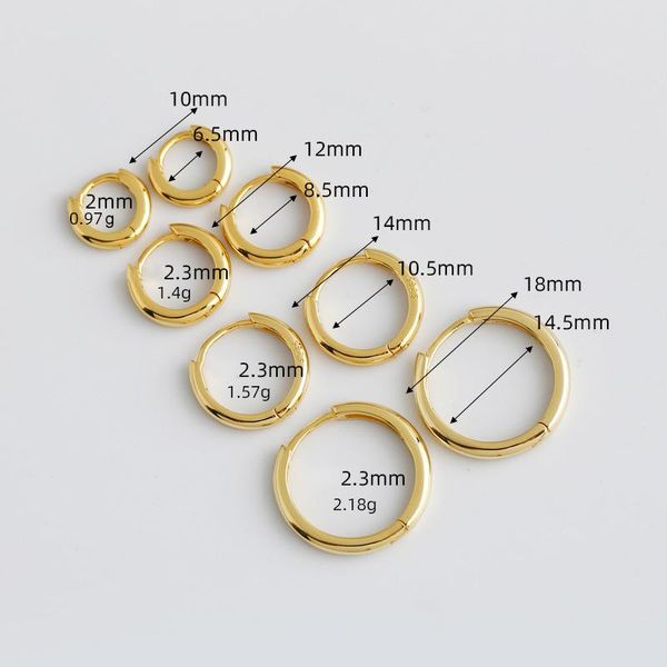 

hoop & huggie romad 10/18mm 925 sterling silver hoops earrings minimalist round circle for women 2021 trend fine jewelry oorbellen, Golden;silver