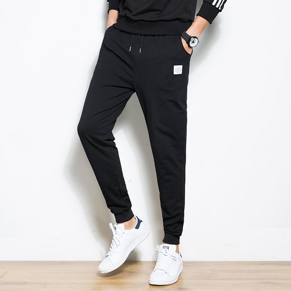

men's pants harem jogger cotton drawstring comfortable elastic waist sport sweatpants solid black joggers eau1
