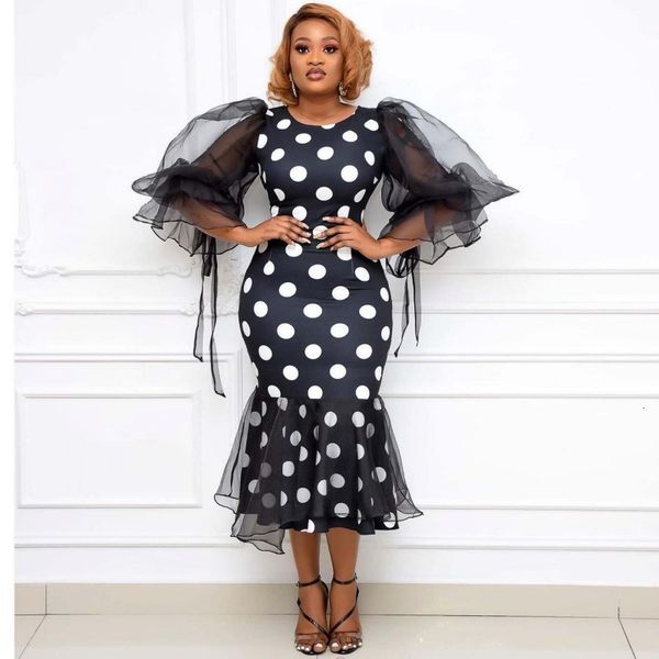 

casual dresses style classic african women dashiki fashion long dot maxi for clothes islamic abaya xgcy, Black;gray