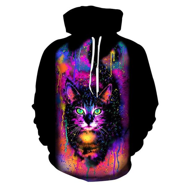 

men's hoodies & sweatshirts winter pullover fashionable couple shirts for men women, hooded sweaters, thin fleece jackets, cool cats 3d, Black