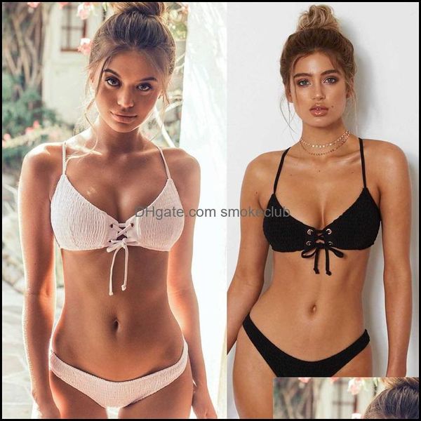 Abiti a due pezzi Attrezzature da bagno Sport Sport All'aperto Pattern Donne Triangle Swimwear Lady Padded Bra Bikini Sexy retrò a vita bassa a vita bassa