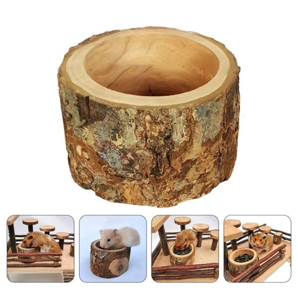 

cat bowls & feeders 1pc wood pet bowl feeding household hamster (random color)