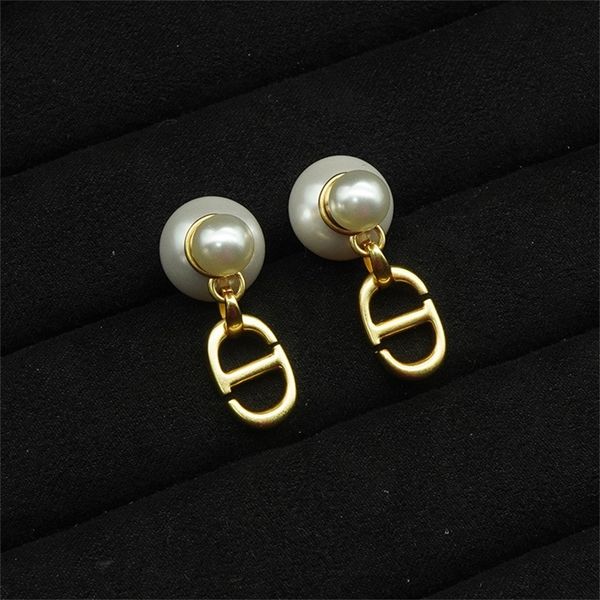 

nose simple alphabet design sense size pearl women's red earrings, Black