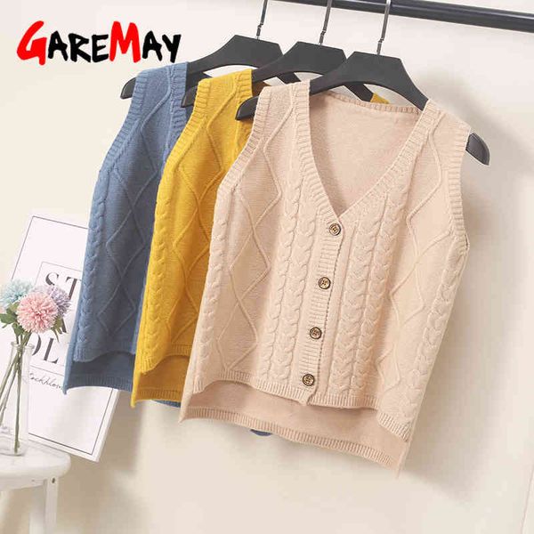 

women's vest knitted solid autumn female v neck for women sleeveless outerwear korean knitwear 210428, White;black