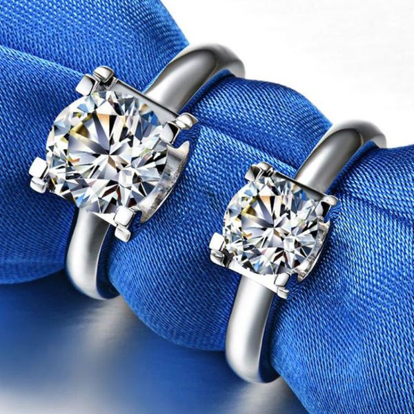 

wedding rings sona cz customization 1ct 2ct carat engagement for women s925 sterling sliver white gold color, Slivery;golden