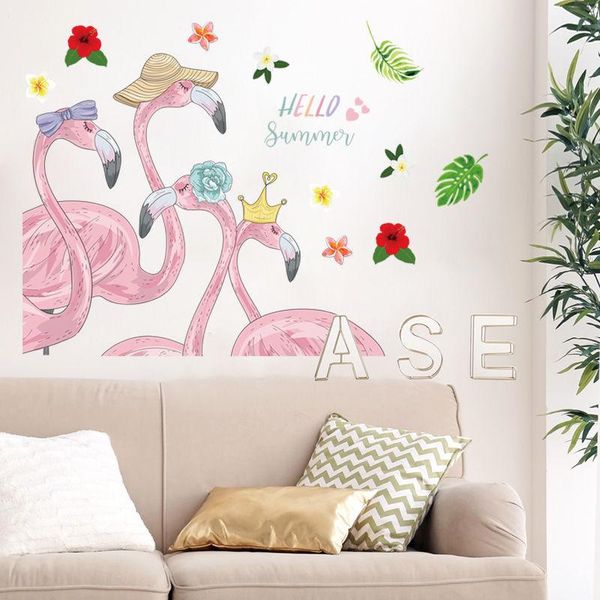 

net red ins flamingo wall stickers girl heart room warm decoration bedroom small fresh