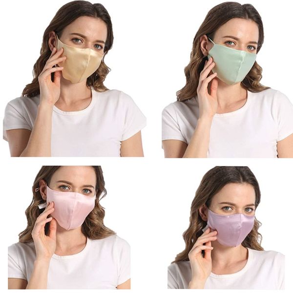 

silk face mask fashionable anti dust mouth cover with adjustable ear loops light weighted for girls women and men black gray xd24135