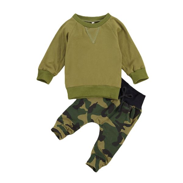 

0-24m autumn spring born infant baby boy clothes set casual long sleeve camo pants outfits 210515, White