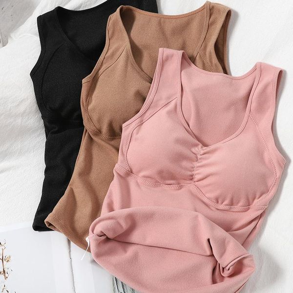 

women's tanks & camis winter fashion waistcoat for tight elastic and warm keeping korean simple top, White