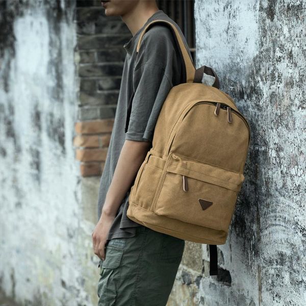 

backpack canvas men school student large capacity laptop