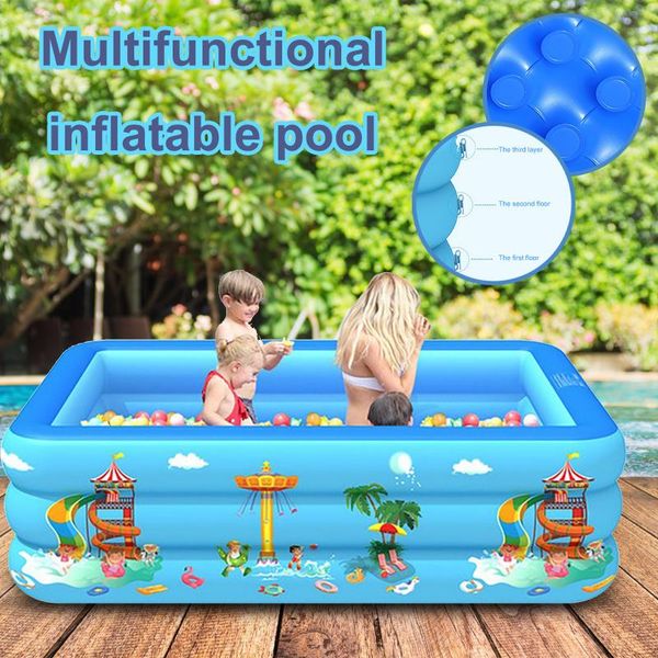 

pool & accessories 130cm rectangular inflatable swimming thicken pvc paddling bathing tub outdoor summer toddler for kids