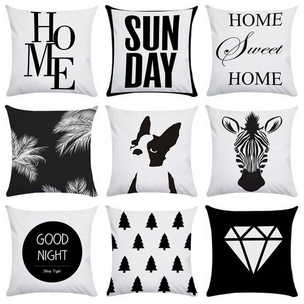 

cushion/decorative pillow letter throw case black and white velvet cushion cover home decor quote geometric funda cojin