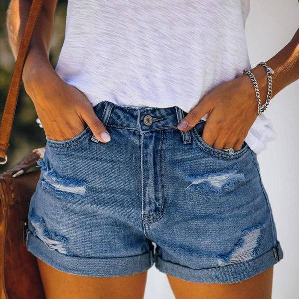 

women's shorts cowgirl clothing elastic distressed mid waist solid denim summer wild ripped washed zipper female short, White;black
