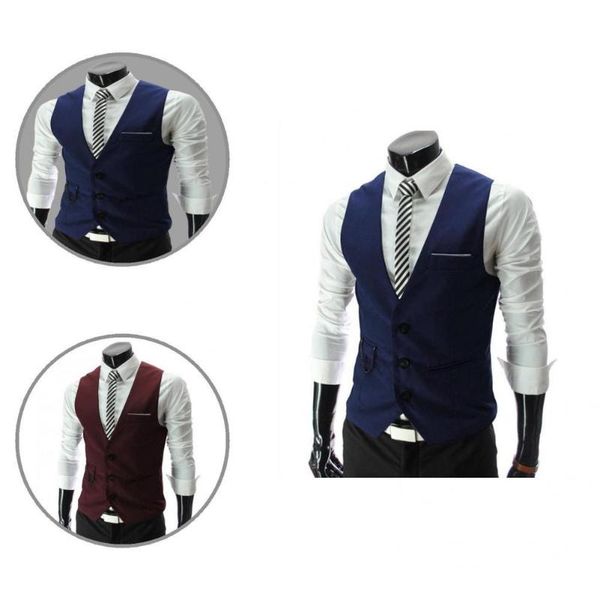 

men's suits & blazers stylish suit vest sleeveless soft texture men business waistcoat, White;black