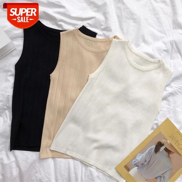 

2021 mujer black tank women summer elasticity white knitted striped casual womens clothes camiseta haut femme verano #pb4d