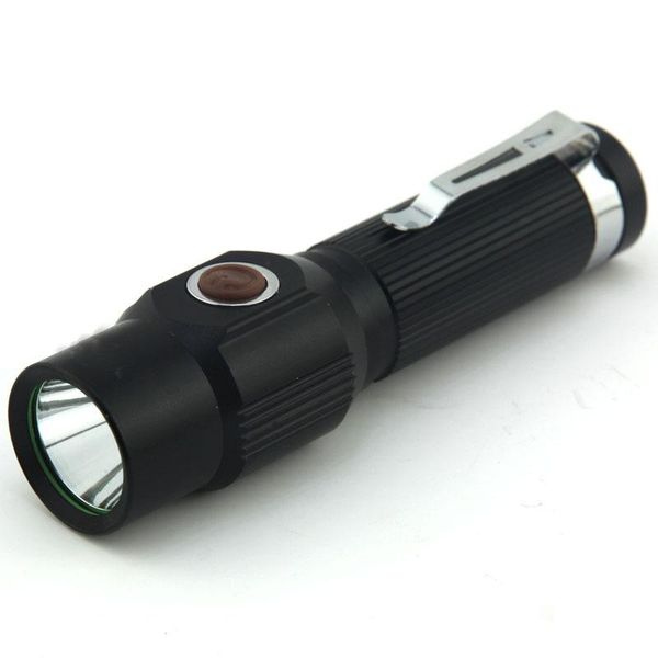 

flashlights torches 2000lm 3-modes rechargeable mini led torch with clip (18650 battery not included) black brown golden 3 colors