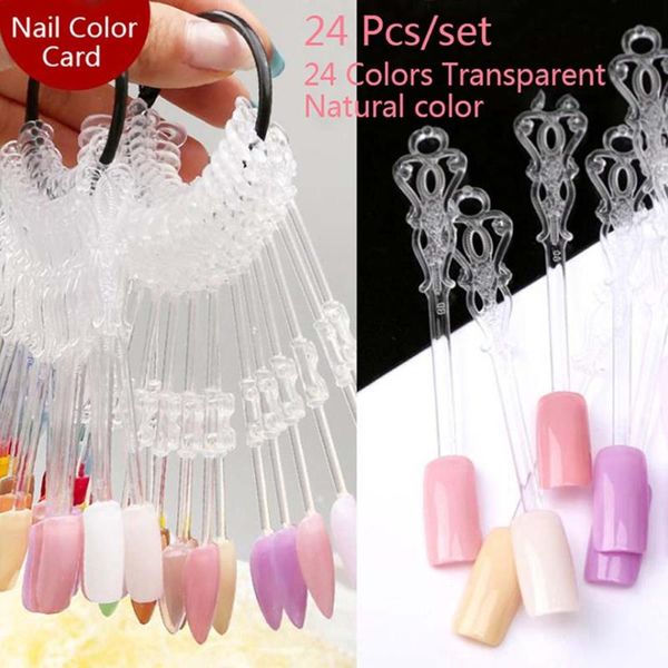 

nail art equipment 24pcs/set false tips fan shaped color palette card display practice sticks manicure shelf accessories, Silver