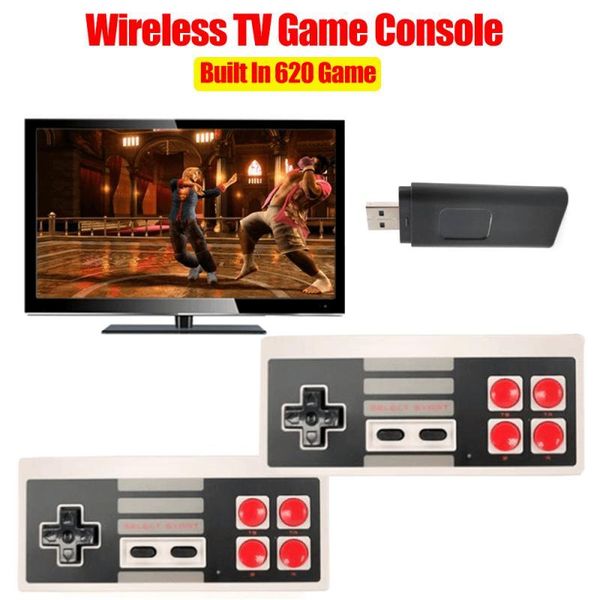

portable game players 2021 retro video console 8 bit built in 620 mini 480p wireless support av output dual gamepads