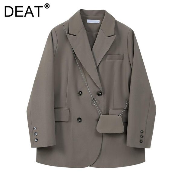 

women's suits & blazers [deat] 2021 autumn fashion tide turn-down collar double breasted solid color long sleeve temperament blazer wom, White;black
