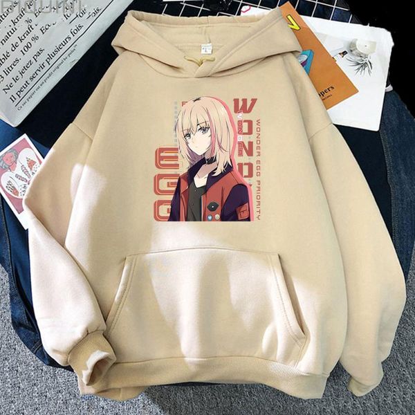 

women's hoodies & sweatshirts kawai anime hoodie wonder egg priority kpop fashion graphic loose sweatshirt women casual harajuku cloth, Black