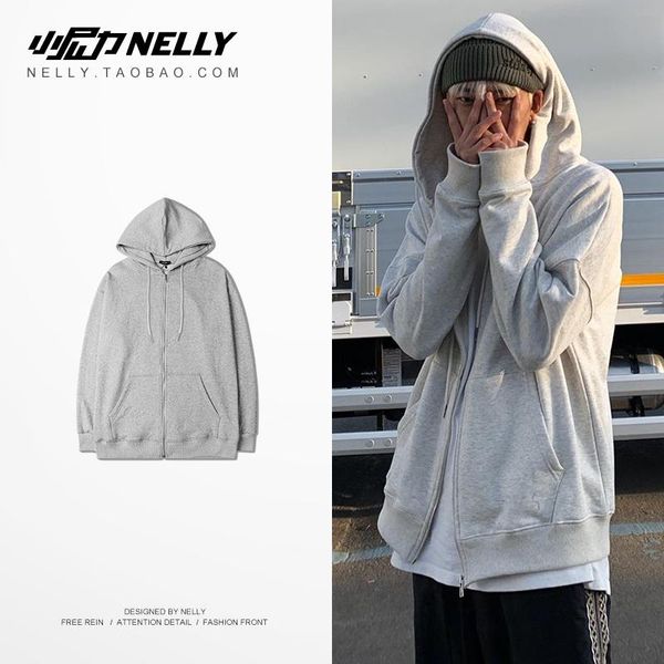 

hoodies 2021 spring and autumn period loose fleece cardigan ulzzang tide men women show thin bf boyfriend wind coat men's & sweatshirts, Black