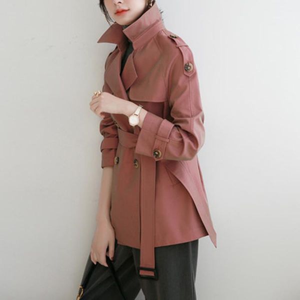 

women's trench coats 2021 autumn and winter style windbreaker woman, short section small jacket, medium long female korea edition win, Tan;black