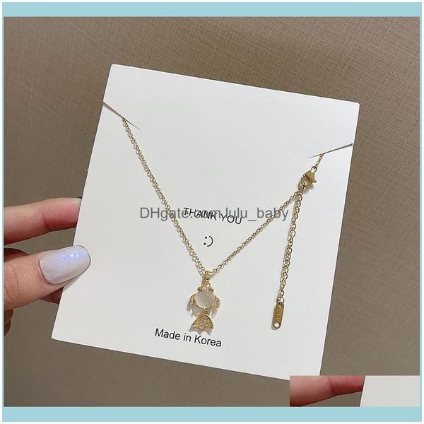 

pendant & jewelrypendant necklaces korean charm opal mermaid tail fish pendants for women statement jewelry choker bijoux kolye drop deliver, Silver