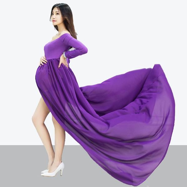 

maternity dresses pography props pregnancy dress cotton chiffon pregnant long women lady elegant po shoot clothing, White