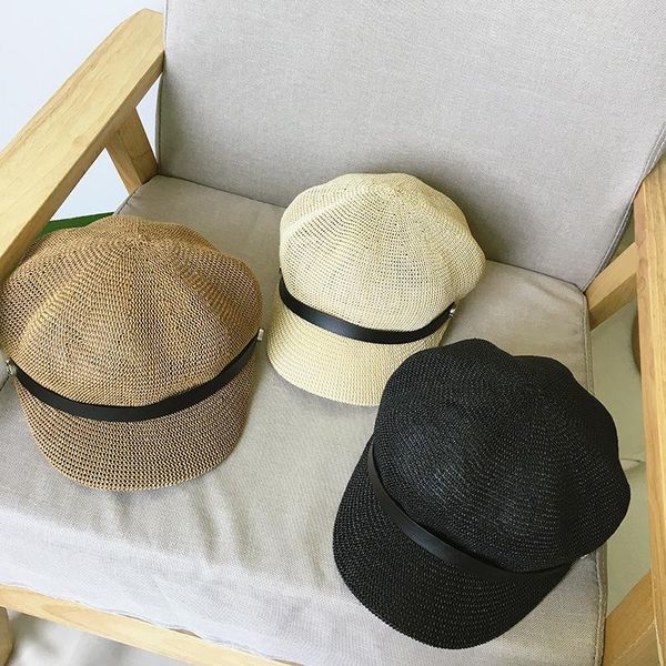 

berets summer korean version of wild bump beret hats buds outing sun hat black sunscreen octagonal trendy girl, Blue;gray