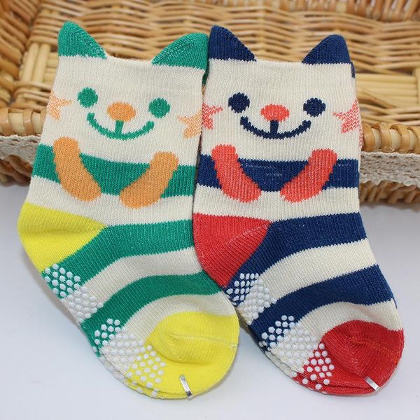 

socks 2 pairs/lot cotton striped baby infant funny anti slip born boys girls sock cute toddler kid, Pink;yellow