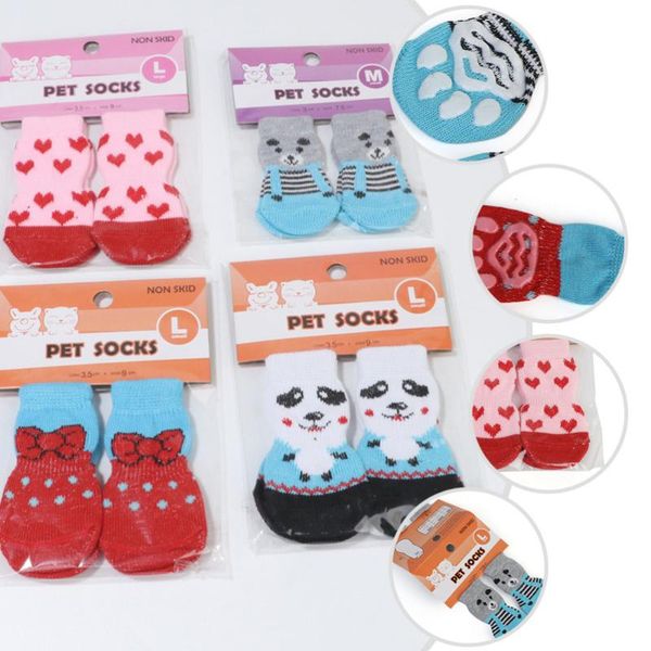 

dog apparel 16pcs/8 pairs pet footwear cotton socks supplies winter hosiery