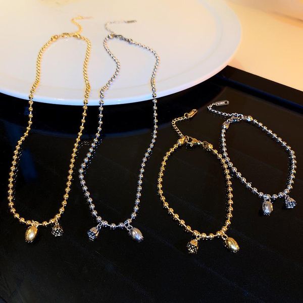 

earrings & necklace unique design stainless steel lotus root charm bracelet for women girls metallic beaded gold silver color bracele jewell