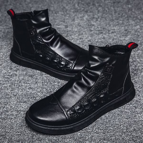 

2021 autumn high martin men's leisure fashion work cloth snow boots winter warm plush cotton sho, Black