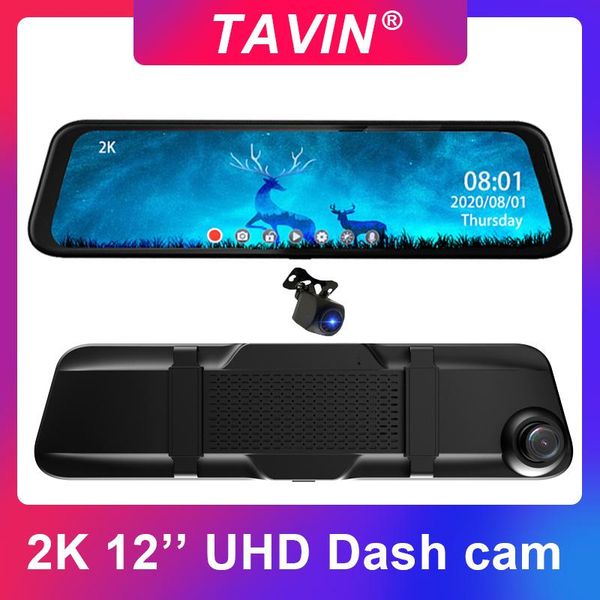 

car dvr camera 12 inch rearview mirror dash cam uhd 2560Ã1440p video recorder with reverse and night vision dvrs