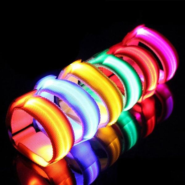 

led armband adjustable wristband reflective flashing strips ankle glow bracelet safety light for night jogging walking