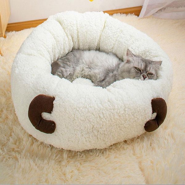 

super soft cat bed round plush warm house for kitty fluffy sleeping basket comfortable touch kennel beds & furniture