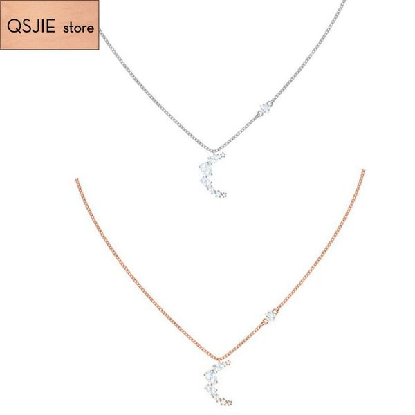 

chains swa 1:1 sweet romantic star moon pendant women's necklace charming fashion jewelry, Silver
