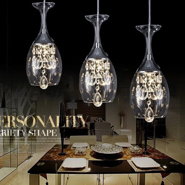 

modern crystal wine glasses bar chandelier ceiling light pendant lamp led lighting hanging dining room living fixture
