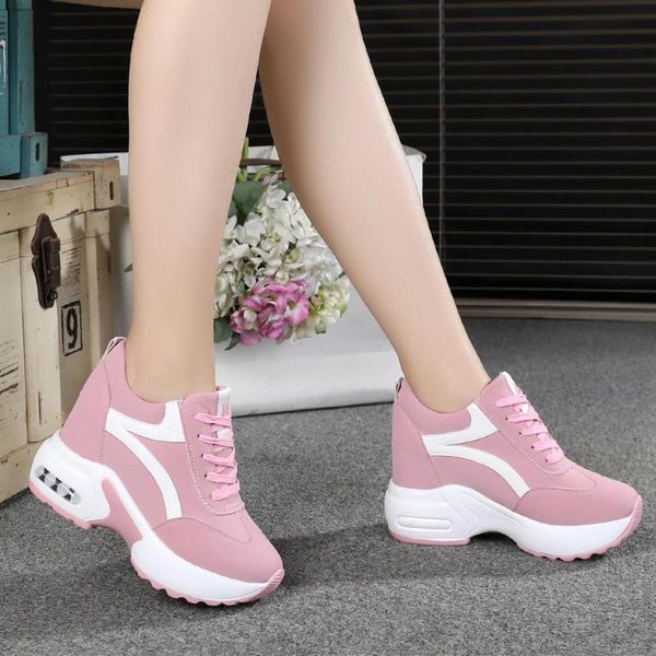 

dress shoes women spring casual platform fashion high heels woman wedges sneakers  cm heigh increasing outdoor white, Black