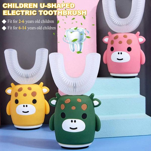 

smart electric toothbrush u shape 360 degrees kids sonic music silicon automatic ultrasonic teeth tooth brush cartoon children