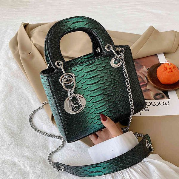 

women's bag 2021 new fashion crocodile pattern hand-held princess diana