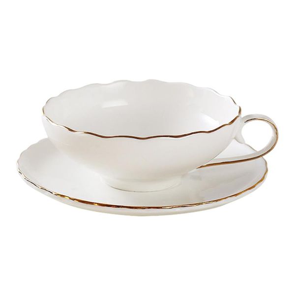 

cups & saucers 1 set ceramic coffee cup with plate household delicate tea (white)