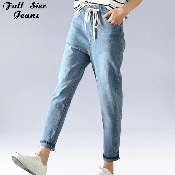 

women's jeans women plus size drawing waist harem pants 3xl 4xl 5xl light blue boyfriend vintage black baggy denim femme