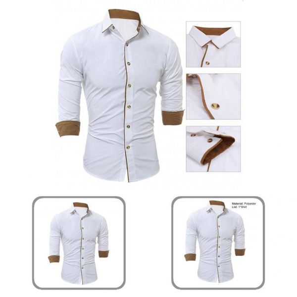 

men's casual shirts fashionable autumn shirt contrast colors turn-down collar gentle male, White;black